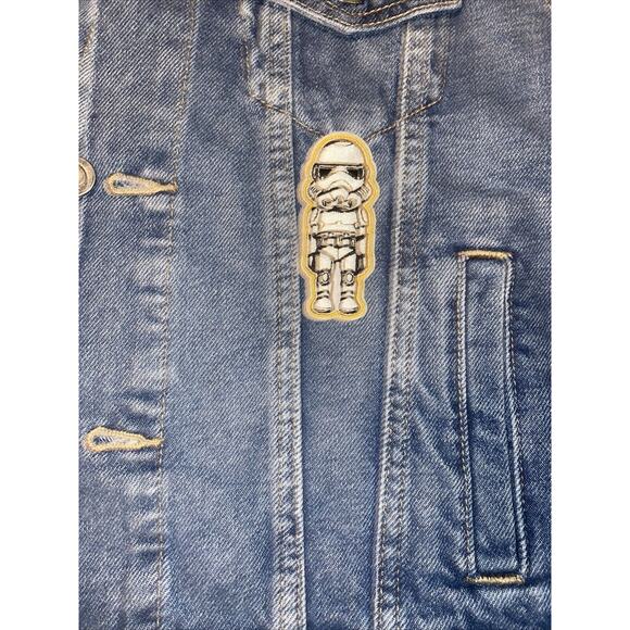 OLD NAVY DENIM JACKET YOUTH MEDIUM JEAN Star Wars Ben Three Wildflower Designs - Picture 5 of 9